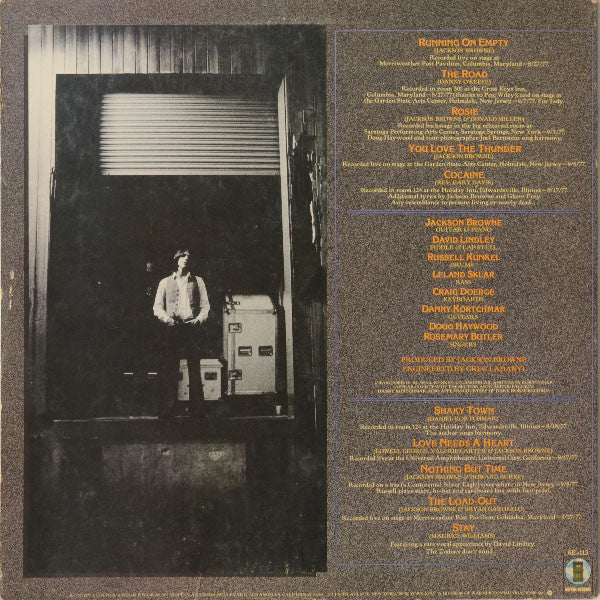 jackson browne running on empty (RARE!!） Jackson Browne – Running On Empty – Vinyl (LP, Album), 1979
